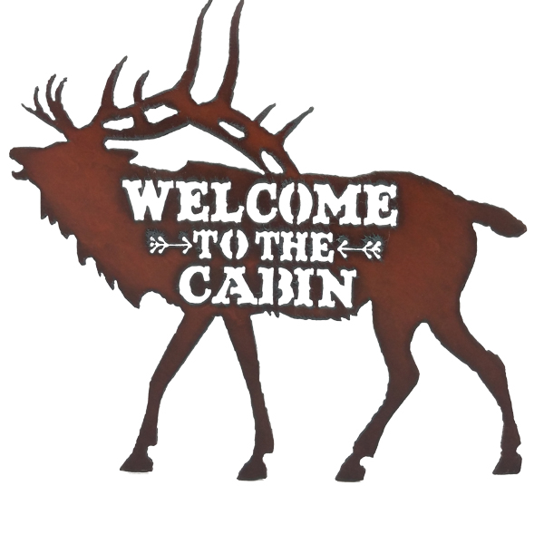 Elk/Cabin Image Welcome Sign