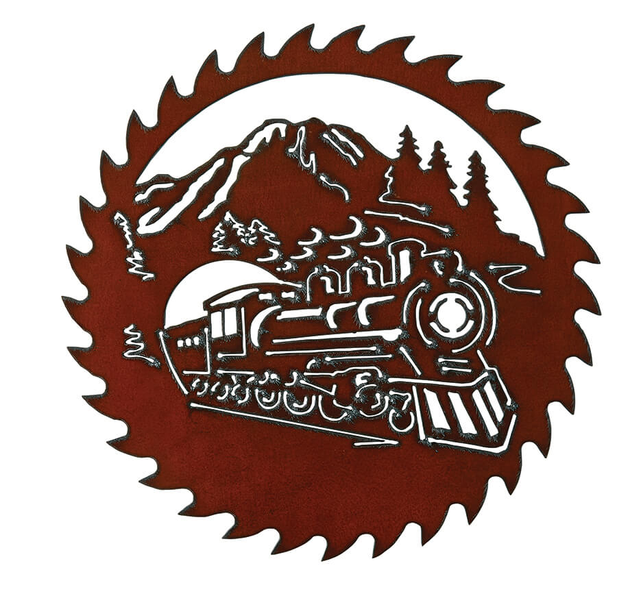 Train/Mtns Circular Saw Art - Click Image to Close