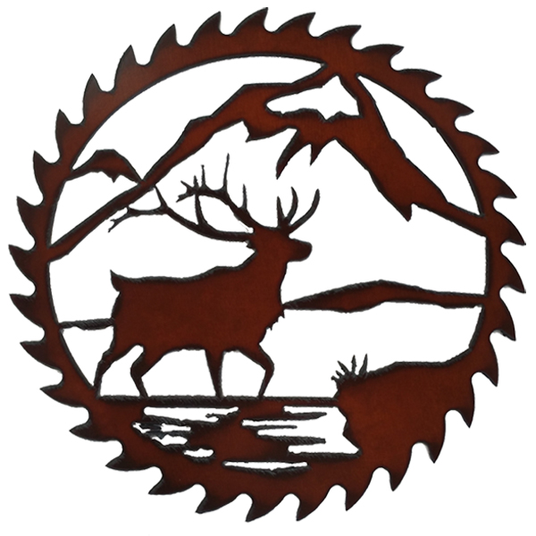 Elk/Mountains Circular Saw Art - Click Image to Close