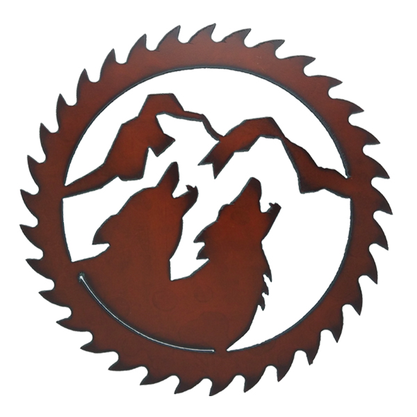 Two Wolves Circular Saw Art - Click Image to Close
