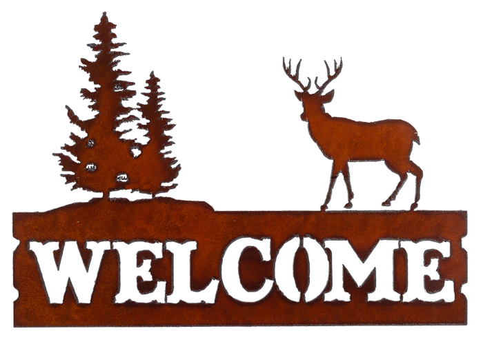 Deer w/ Trees Welcome Signs - Click Image to Close