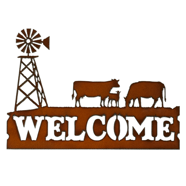 Cows w/windmill Welcome Signs - Click Image to Close