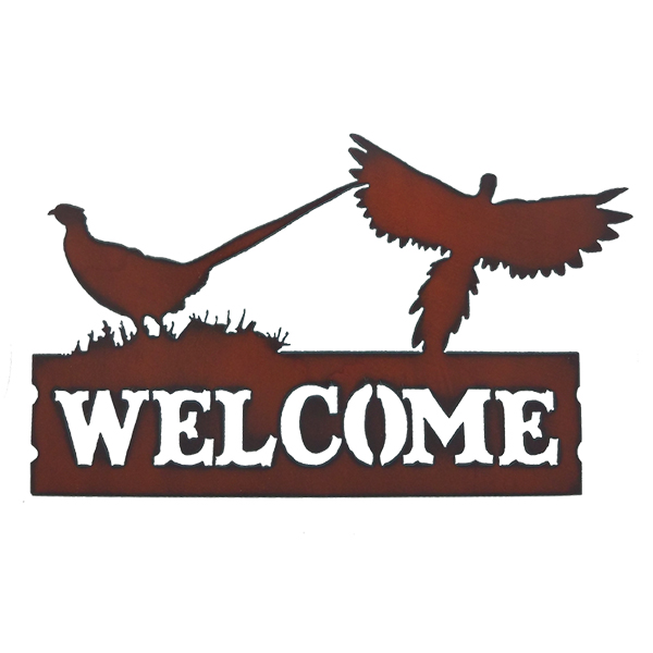 Pheasants in Grass Welcome Signs