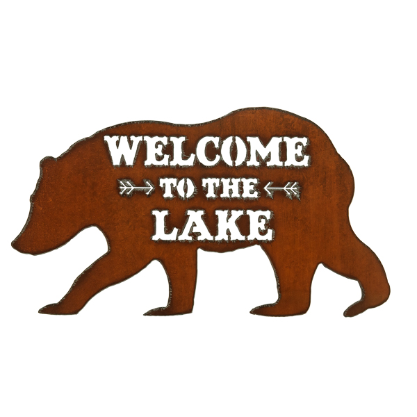 Black Bear/Lake Image Welcome Sign
