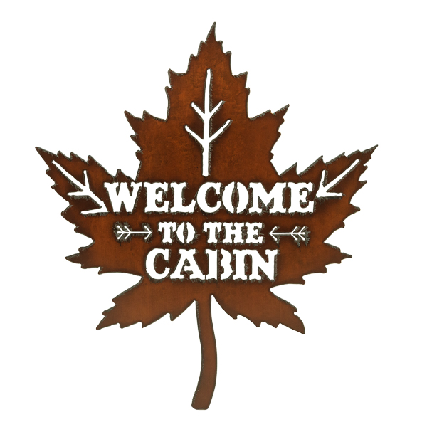 Maple Leaf/Cabin Image Welcome Sign