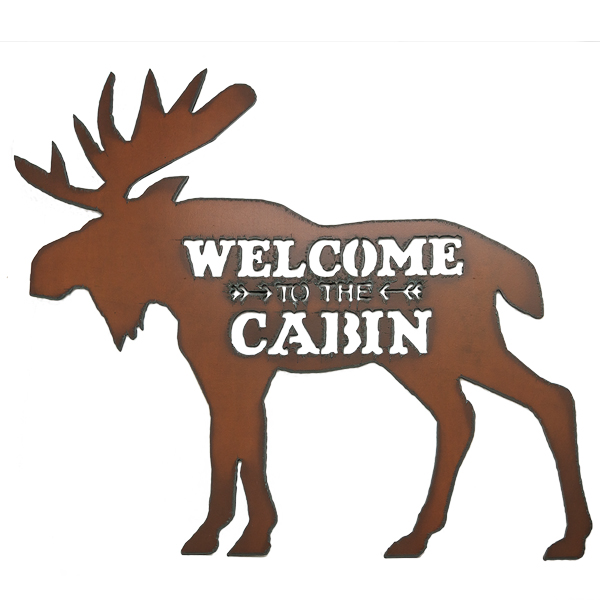 Moose/Cabin Image Welcome Sign