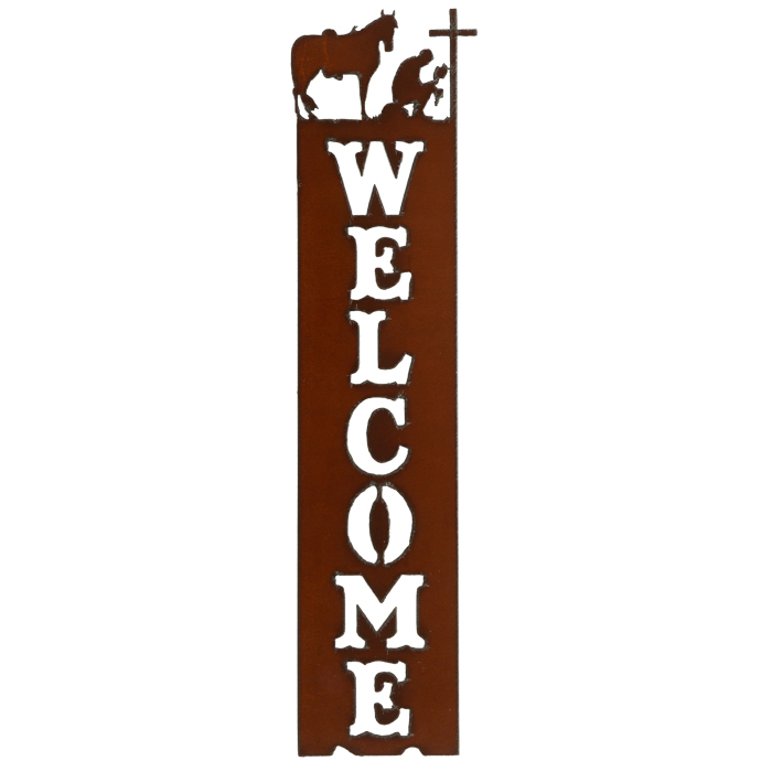 Cowboy At Cross Welcome Sign