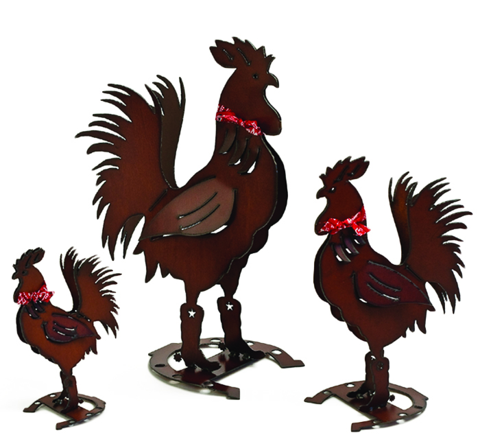 Cowboy Rooster Yard Art - Click Image to Close