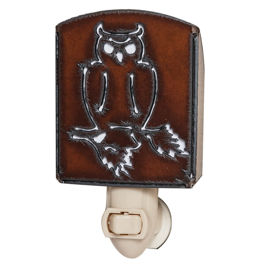 Owl on Branch Night Lights - Click Image to Close