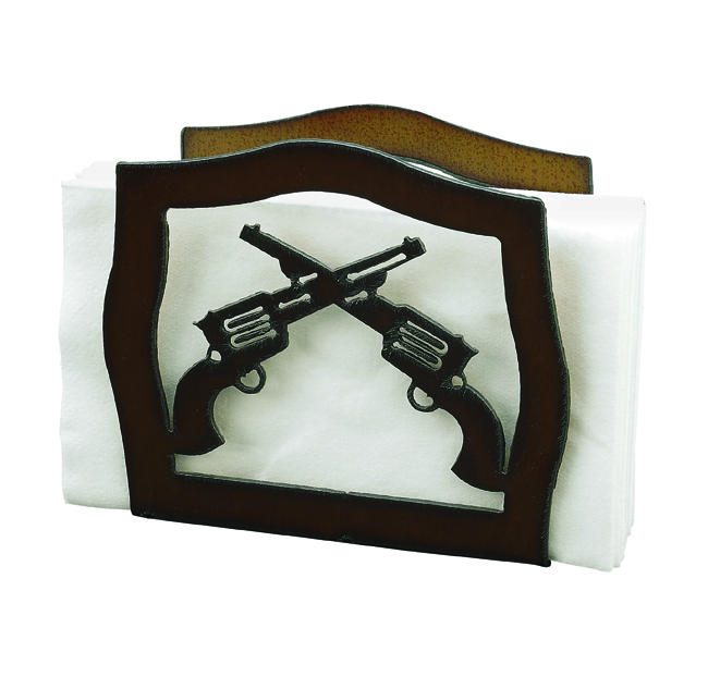 Crossed Pistols Napkin Holder - Click Image to Close